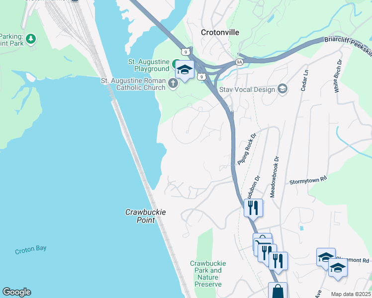 map of restaurants, bars, coffee shops, grocery stores, and more near 51 Mystic Drive in Ossining