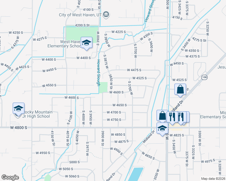 map of restaurants, bars, coffee shops, grocery stores, and more near 3855 West 4600 South in Roy