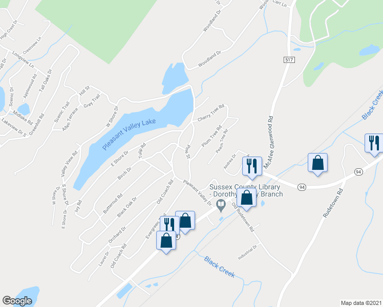map of restaurants, bars, coffee shops, grocery stores, and more near 10 Pine Street in Vernon Township