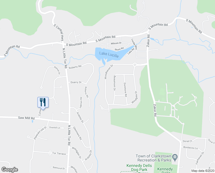 map of restaurants, bars, coffee shops, grocery stores, and more near 39 Woodhaven Drive in New City