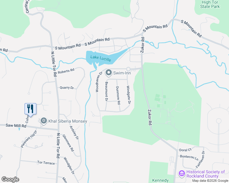 map of restaurants, bars, coffee shops, grocery stores, and more near 4 Appleton Road in New City