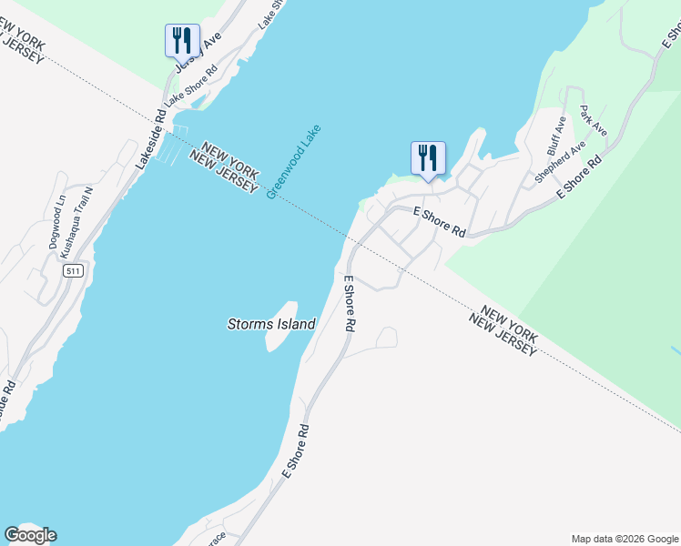 map of restaurants, bars, coffee shops, grocery stores, and more near 872 East Shore Road in West Milford
