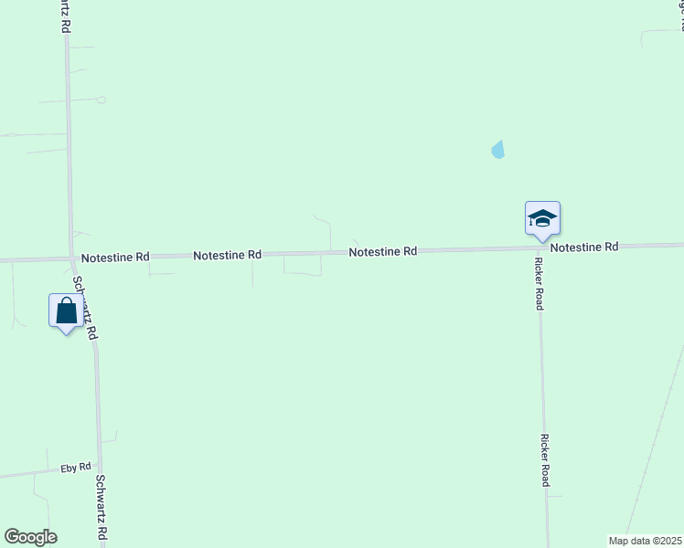 map of restaurants, bars, coffee shops, grocery stores, and more near 11626 Notestine Road in Grabill