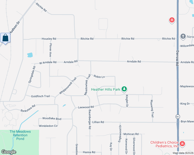 map of restaurants, bars, coffee shops, grocery stores, and more near 4351 Meadowlark Trail in Stow