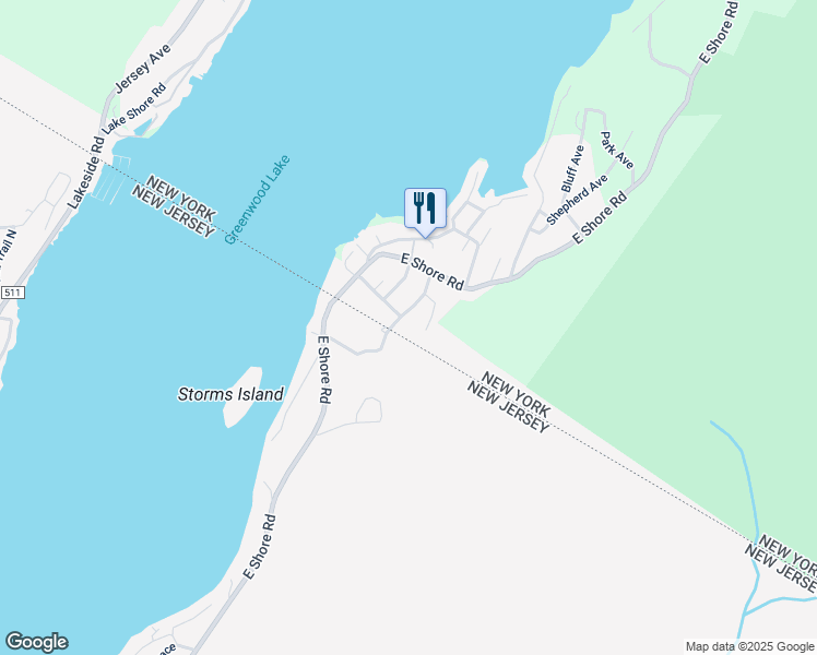 map of restaurants, bars, coffee shops, grocery stores, and more near 17 Hillside Road in Greenwood Lake