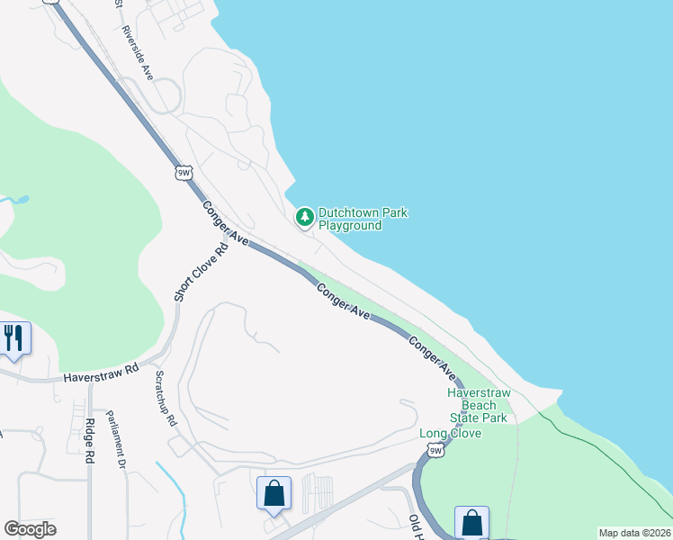 map of restaurants, bars, coffee shops, grocery stores, and more near 45 Riverside Avenue in Haverstraw