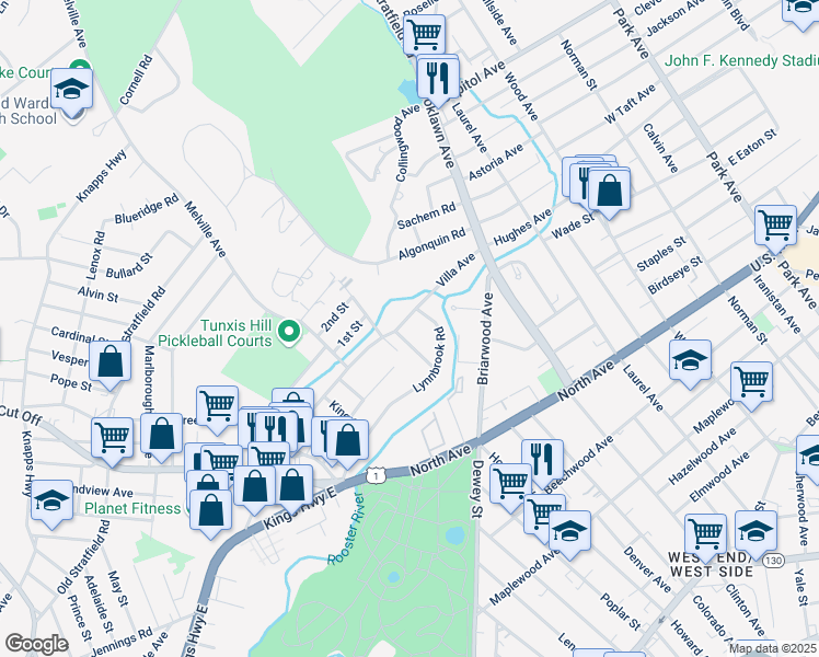 map of restaurants, bars, coffee shops, grocery stores, and more near 235 Villa Avenue in Fairfield