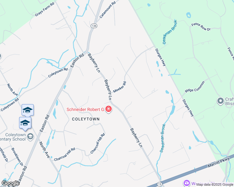 map of restaurants, bars, coffee shops, grocery stores, and more near 4 Meeker Road in Westport