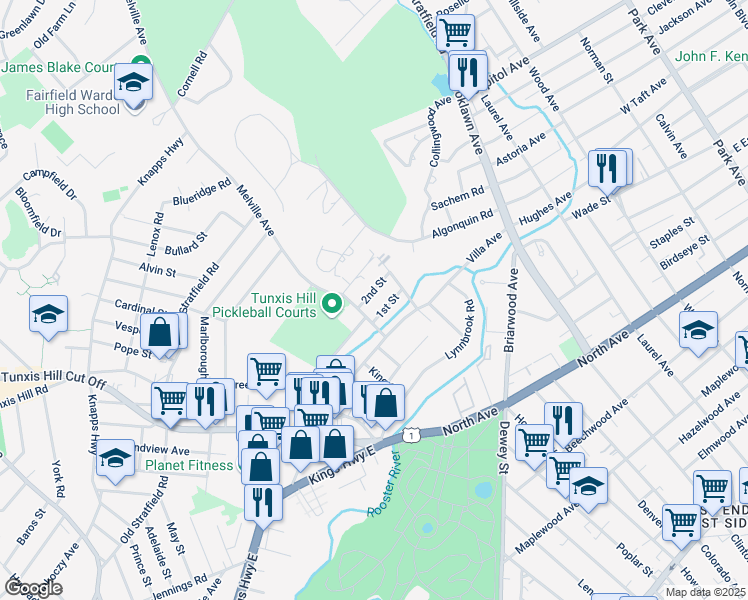 map of restaurants, bars, coffee shops, grocery stores, and more near 67 2nd Street in Fairfield