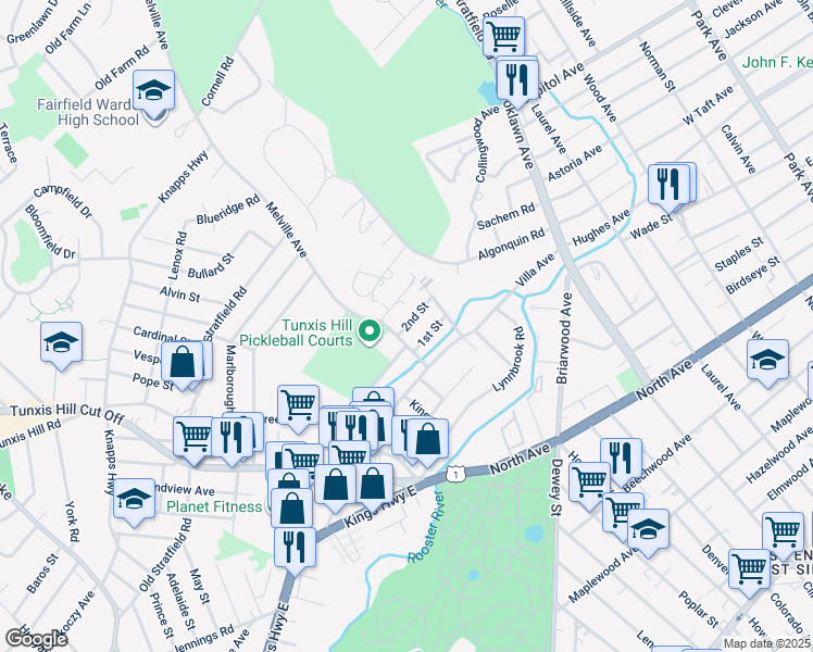map of restaurants, bars, coffee shops, grocery stores, and more near 67 2nd Street in Fairfield