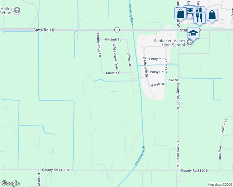 map of restaurants, bars, coffee shops, grocery stores, and more near 11635 Wild Flower Trail in Wheatfield