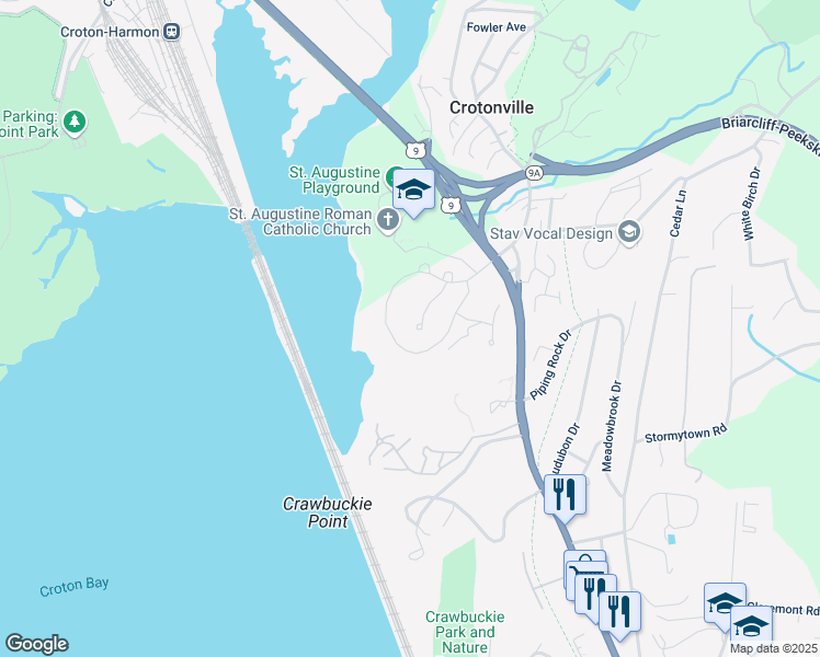 map of restaurants, bars, coffee shops, grocery stores, and more near 28 High Ridge Road in Ossining