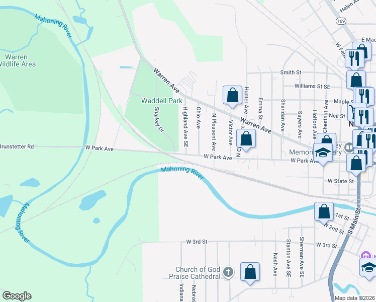 map of restaurants, bars, coffee shops, grocery stores, and more near 954 West Park Avenue in Niles