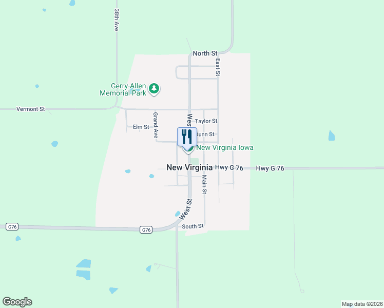 map of restaurants, bars, coffee shops, grocery stores, and more near in New Virginia