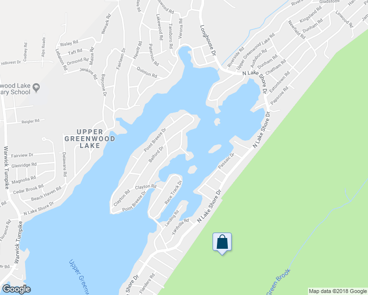 map of restaurants, bars, coffee shops, grocery stores, and more near 223 Point Breeze Drive in West Milford