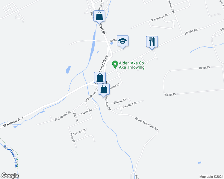 map of restaurants, bars, coffee shops, grocery stores, and more near 154 Sharpe Street in Nanticoke
