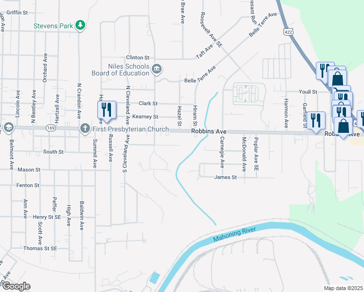 map of restaurants, bars, coffee shops, grocery stores, and more near 1549 Stepney Street in Niles