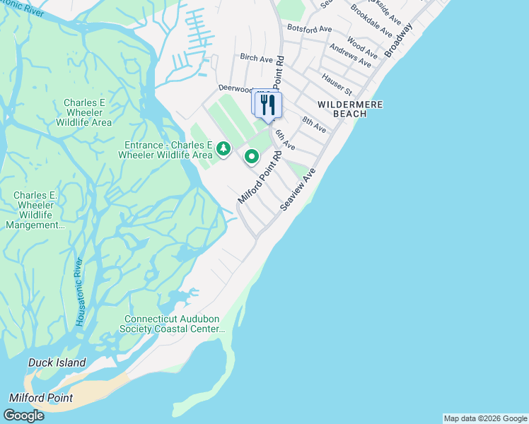 map of restaurants, bars, coffee shops, grocery stores, and more near 274 1st Avenue in Milford