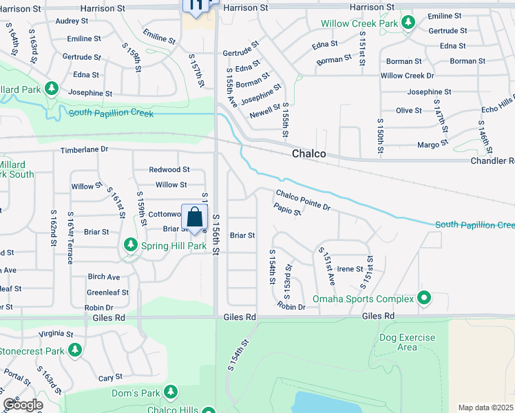 map of restaurants, bars, coffee shops, grocery stores, and more near 7812 South 154th Avenue in Omaha