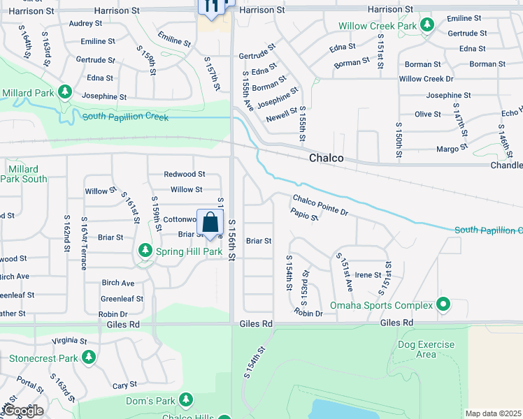 map of restaurants, bars, coffee shops, grocery stores, and more near 7812 South 154th Avenue in Omaha