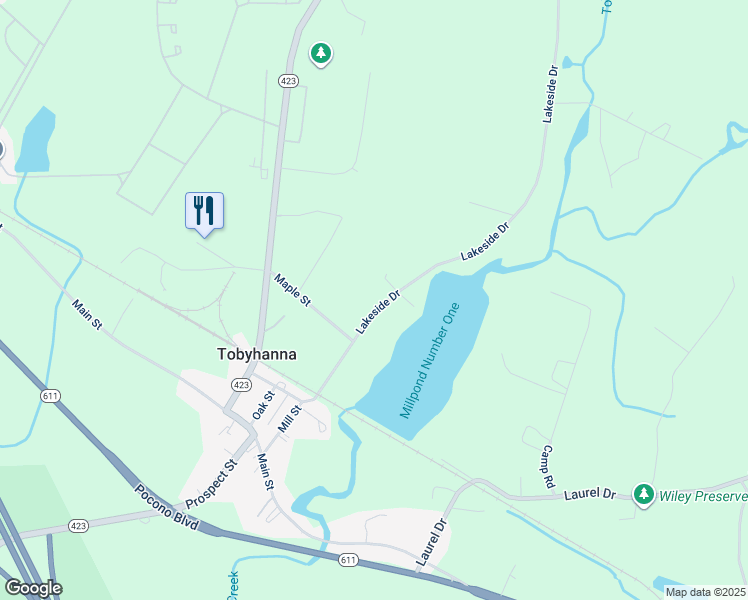 map of restaurants, bars, coffee shops, grocery stores, and more near 2059 Lakeside Drive in Tobyhanna