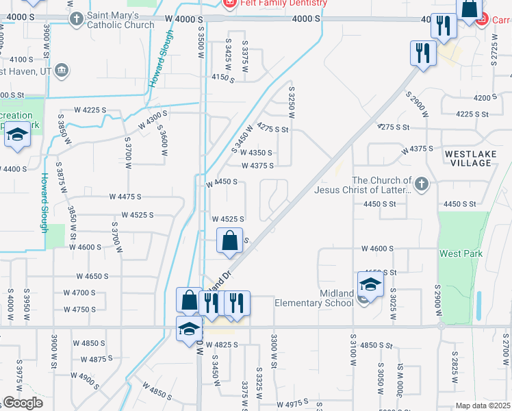 map of restaurants, bars, coffee shops, grocery stores, and more near 4491 Haven Creek Road in West Haven