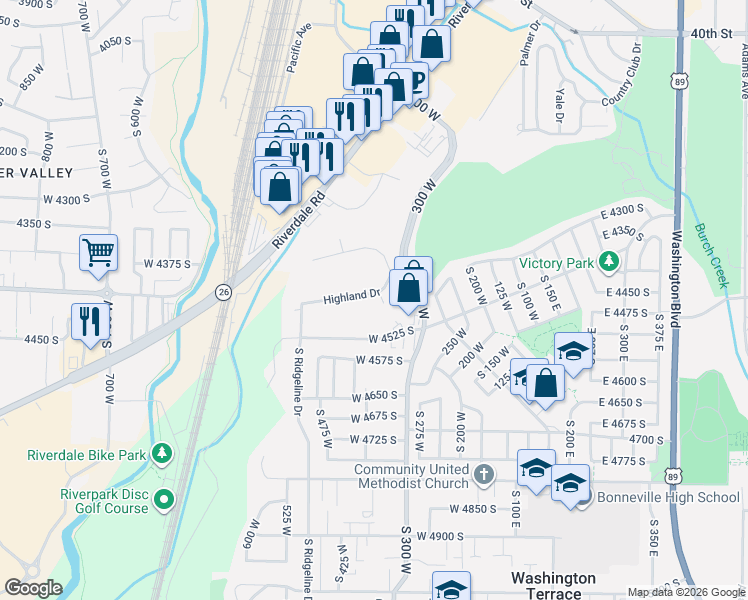 map of restaurants, bars, coffee shops, grocery stores, and more near 403 Highland Drive in WASHINGTON TR