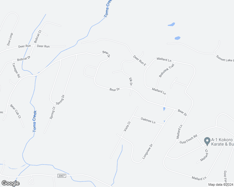 map of restaurants, bars, coffee shops, grocery stores, and more near 1119 Bear Drive in Bushkill