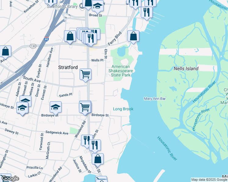 map of restaurants, bars, coffee shops, grocery stores, and more near 71 Harbour View Place in Stratford
