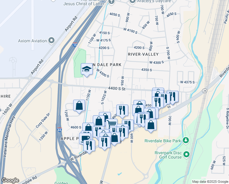map of restaurants, bars, coffee shops, grocery stores, and more near 985 West 4400 South in Ogden