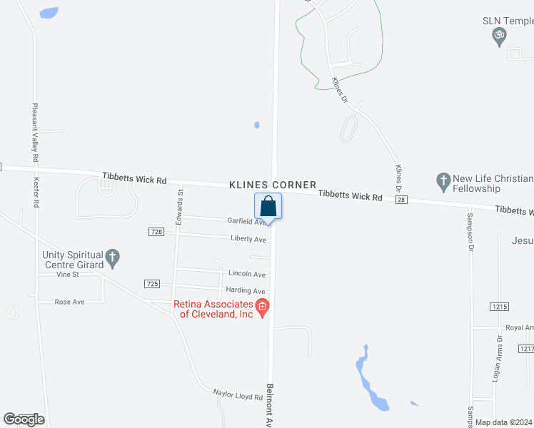 map of restaurants, bars, coffee shops, grocery stores, and more near 5914 Belmont Avenue in Youngstown