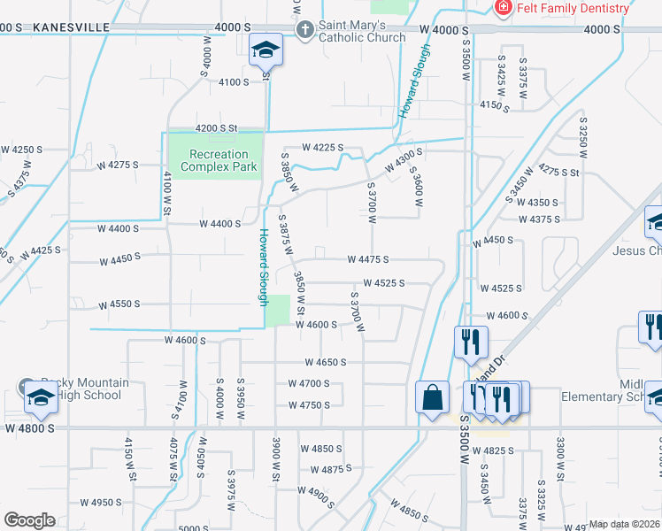 map of restaurants, bars, coffee shops, grocery stores, and more near 3793 West 4475 South in West Haven