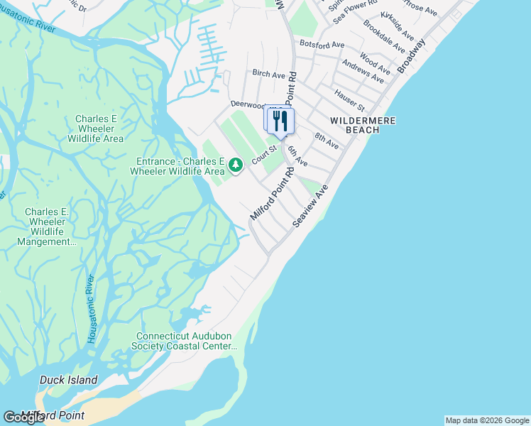 map of restaurants, bars, coffee shops, grocery stores, and more near 223 2nd Avenue in Milford
