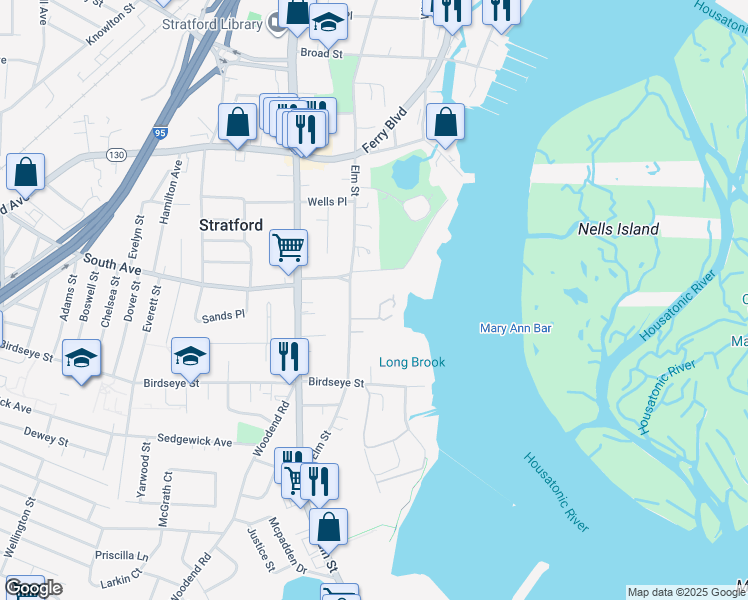 map of restaurants, bars, coffee shops, grocery stores, and more near 71 Harbour View Place in Stratford