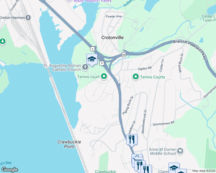 map of restaurants, bars, coffee shops, grocery stores, and more near 1 Mystic Drive in Ossining