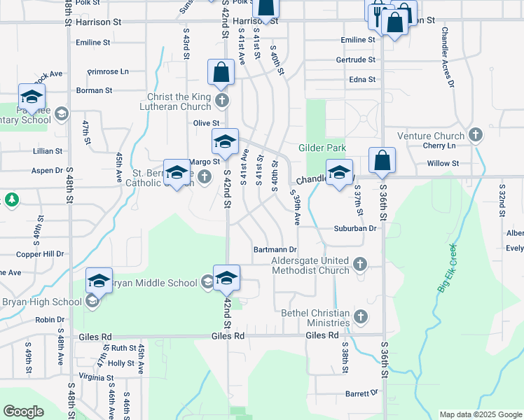 map of restaurants, bars, coffee shops, grocery stores, and more near 4009 Southern Hills Drive in Bellevue