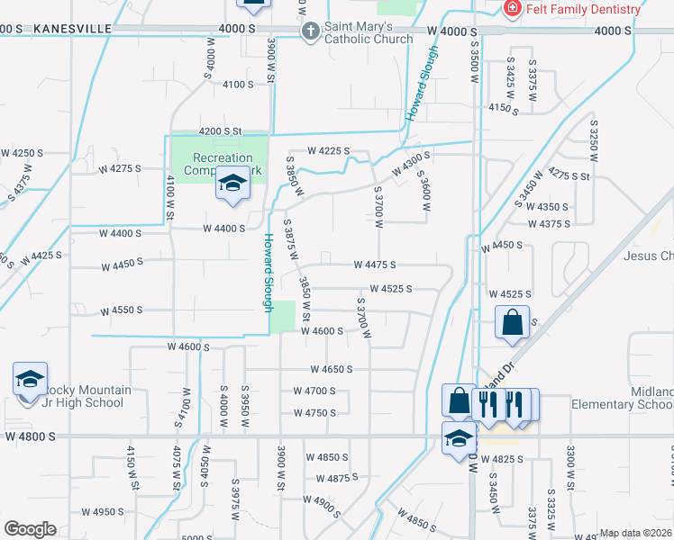 map of restaurants, bars, coffee shops, grocery stores, and more near 3793 West 4475 South in West Haven
