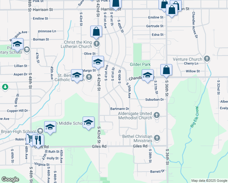 map of restaurants, bars, coffee shops, grocery stores, and more near 4009 Southern Hills Drive in Bellevue