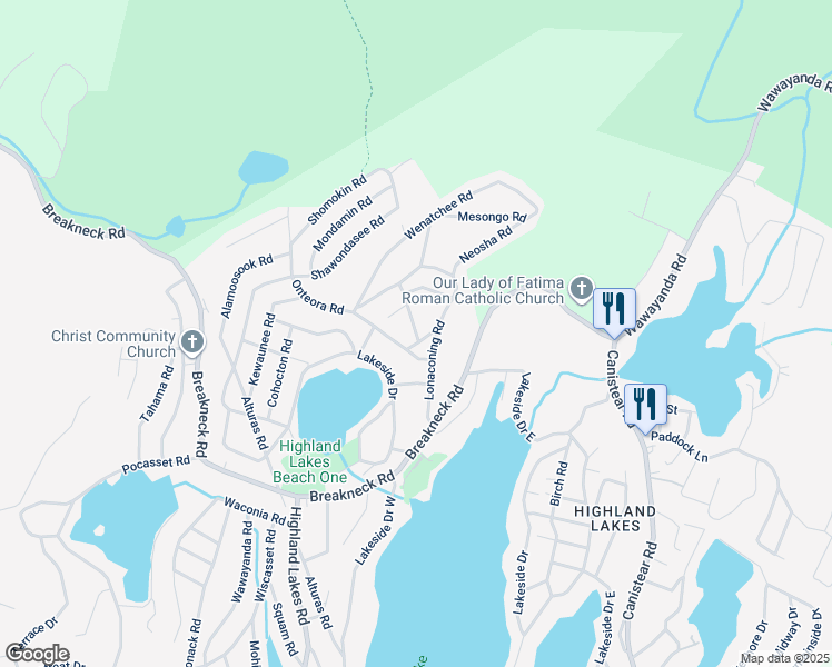 map of restaurants, bars, coffee shops, grocery stores, and more near 8 Anawa Road in Sussex County