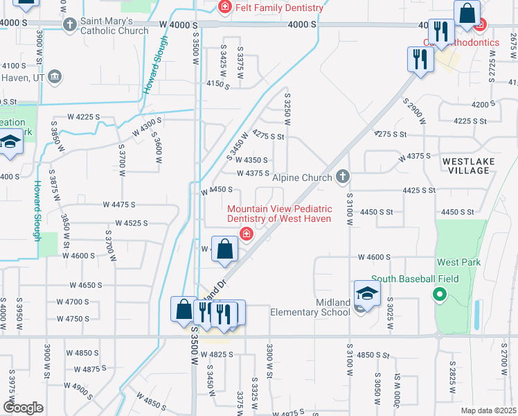 map of restaurants, bars, coffee shops, grocery stores, and more near 4470 Haven Creek Road in West Haven