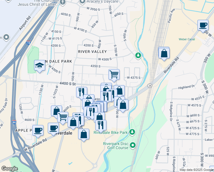 map of restaurants, bars, coffee shops, grocery stores, and more near 755 West 4400 South in Ogden