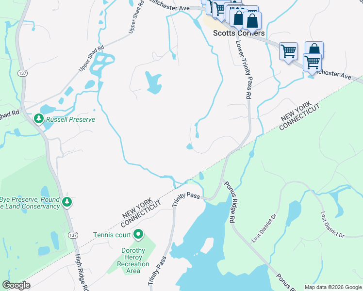 map of restaurants, bars, coffee shops, grocery stores, and more near 28 Rolling Meadow Lane in Pound Ridge