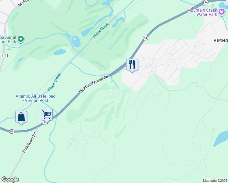 map of restaurants, bars, coffee shops, grocery stores, and more near 2 Falkenstein Drive in Vernon Township
