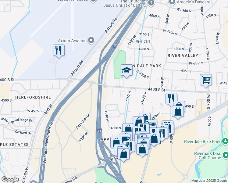 map of restaurants, bars, coffee shops, grocery stores, and more near 1191 West 4400 South in Ogden
