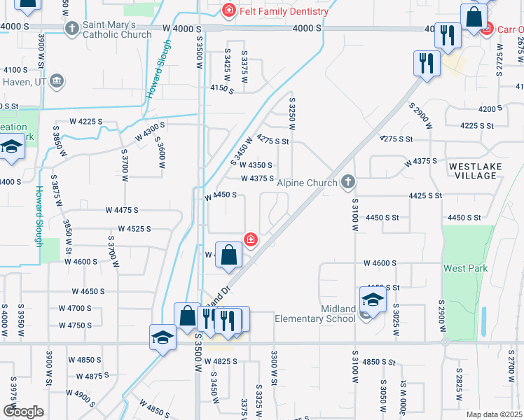 map of restaurants, bars, coffee shops, grocery stores, and more near 4470 Haven Creek Road in West Haven