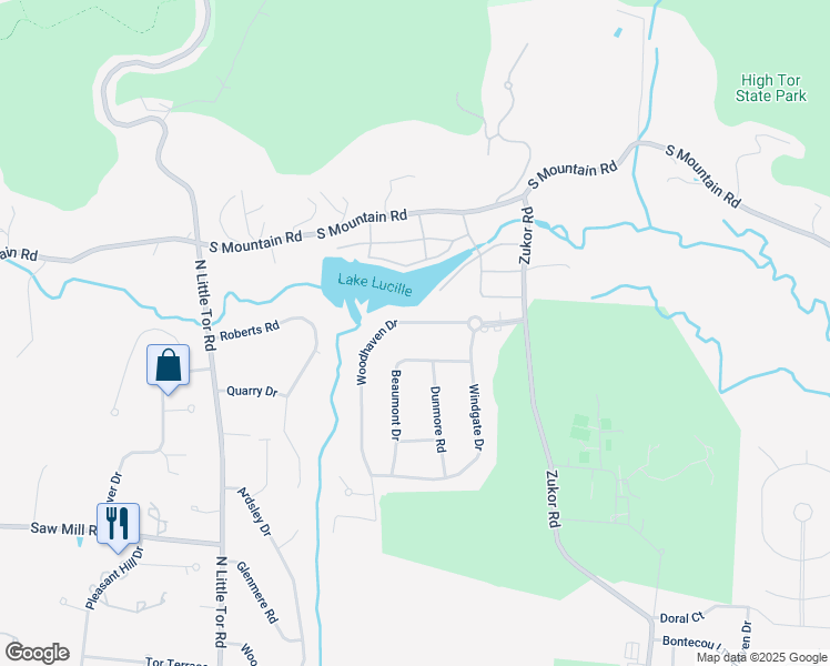 map of restaurants, bars, coffee shops, grocery stores, and more near 19 Woodhaven Drive in New City