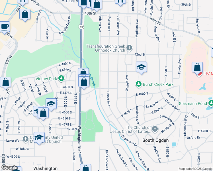 map of restaurants, bars, coffee shops, grocery stores, and more near 4385 Porter Avenue in Ogden