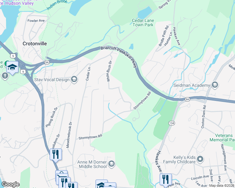 map of restaurants, bars, coffee shops, grocery stores, and more near 13 Reeback Drive in Ossining