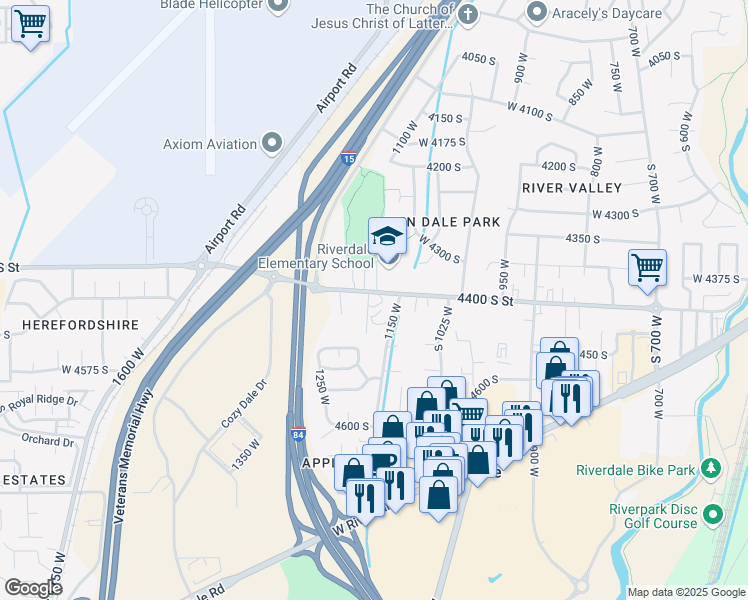 map of restaurants, bars, coffee shops, grocery stores, and more near 1177 West 4400 South in Ogden