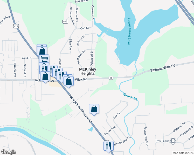 map of restaurants, bars, coffee shops, grocery stores, and more near 335 Tibbetts Wick Road in Girard